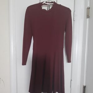 American Apparel Burgundy Skater Low Back Dress